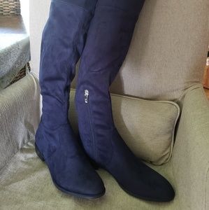 Navy blue over the knee boots